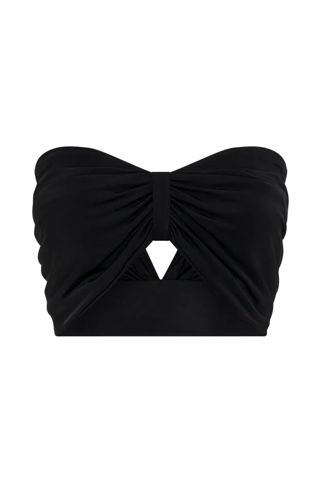Women Meshki Tops Amber Slinky Crop Top 8211 Black
