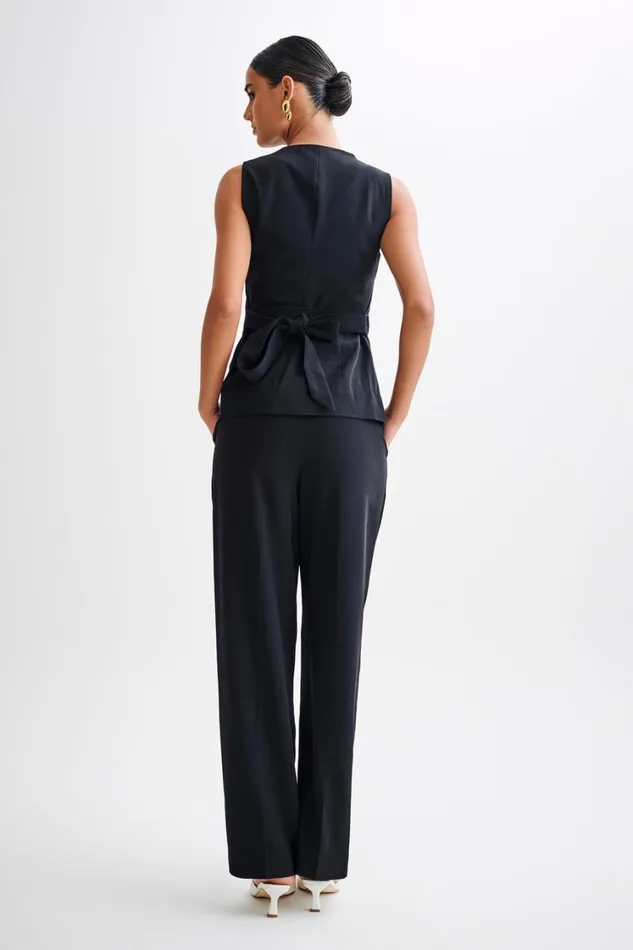 Women Meshki Tops Amelie Suiting Longline Vest 8211 Black