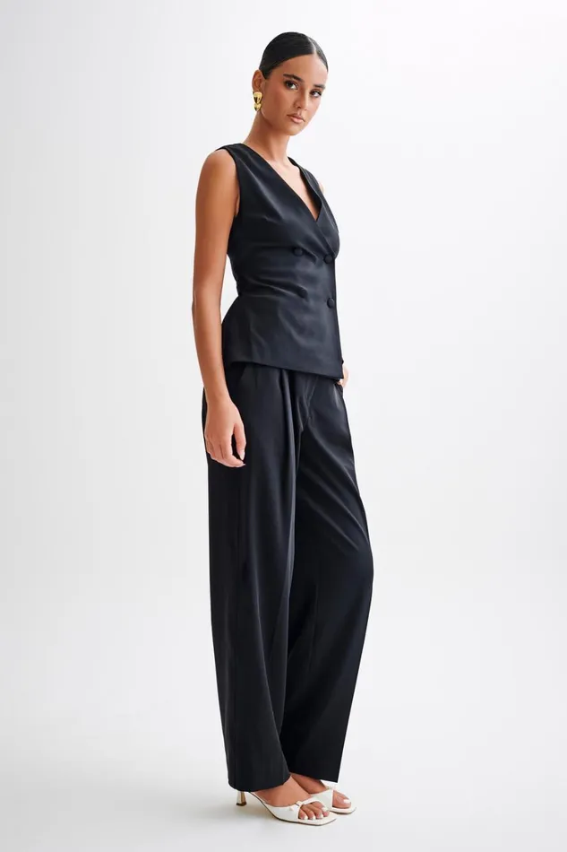 Women Meshki Tops Amelie Suiting Longline Vest 8211 Black