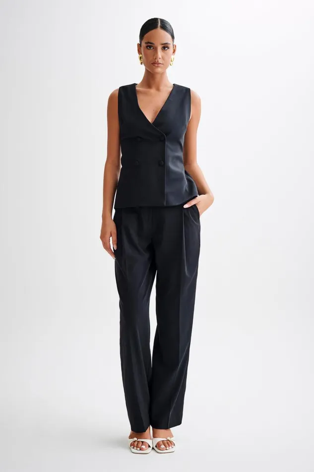 Women Meshki Tops Amelie Suiting Longline Vest 8211 Black