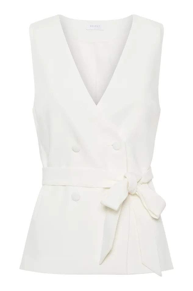 Women Meshki Tops Amelie Suiting Longline Vest 8211 Ivory