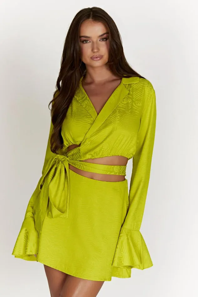 Women Meshki Tops Annalise Wrap Top 8211 Chartreuse Women Meshki Tops Annalise Wrap Top 8211 Chartreuse