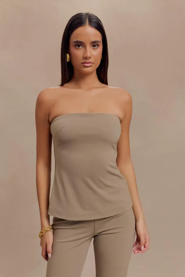 Women Meshki Tops Antonia Strapless Cut Out Top 8211 Mushroom