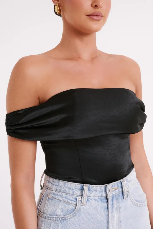 Women Meshki Tops Anysa Satin Strapless Top 8211 Black
