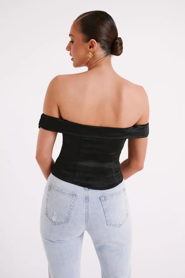 Women Meshki Tops Anysa Satin Strapless Top 8211 Black