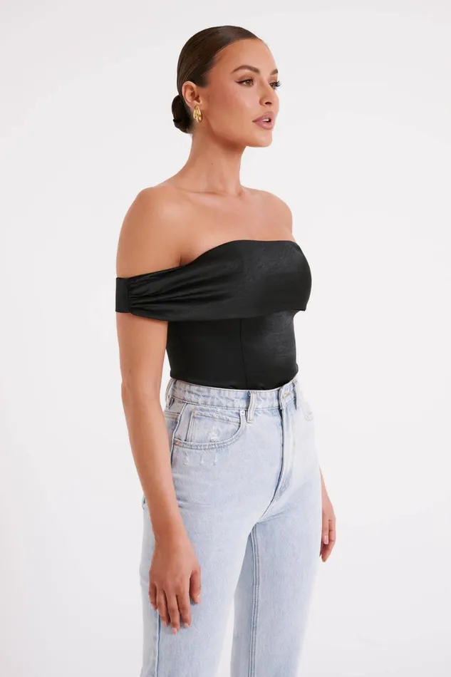 Women Meshki Tops Anysa Satin Strapless Top 8211 Black