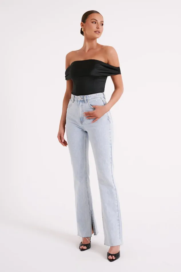 Women Meshki Tops Anysa Satin Strapless Top 8211 Black
