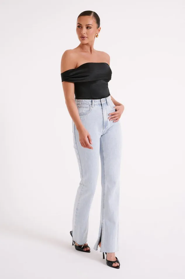Women Meshki Tops Anysa Satin Strapless Top 8211 Black