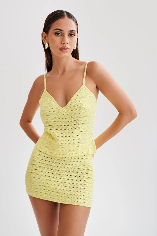 Women Meshki Tops Arwen Embellished Knit Top 8211 Lemon
