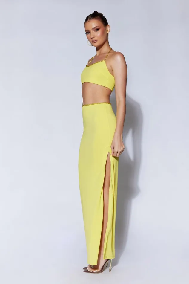 Women Meshki Tops Arya Diamante Rope Halter Top 8211 Chartreuse Women Meshki Tops Arya Diamante Rope Halter Top 8211 Chartreuse