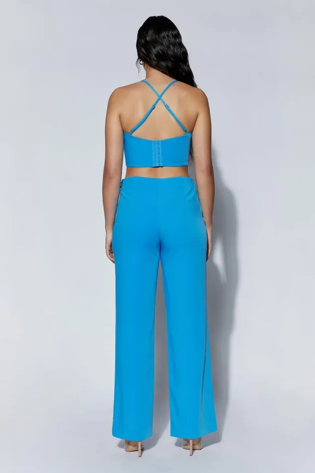 Women Meshki Tops Bahar Seam Line Crop Top 8211 Azure Blue Women Meshki Tops Bahar Seam Line Crop Top 8211 Azure Blue