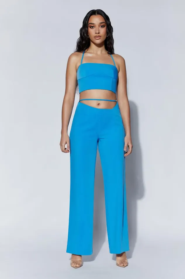 Women Meshki Tops Bahar Seam Line Crop Top 8211 Azure Blue Women Meshki Tops Bahar Seam Line Crop Top 8211 Azure Blue