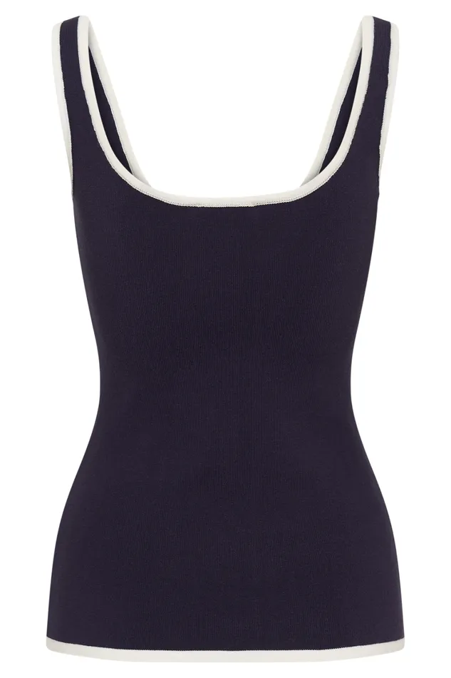 Women Meshki Tops Becky Contrast Knit Top 8211 Navy and Ivory