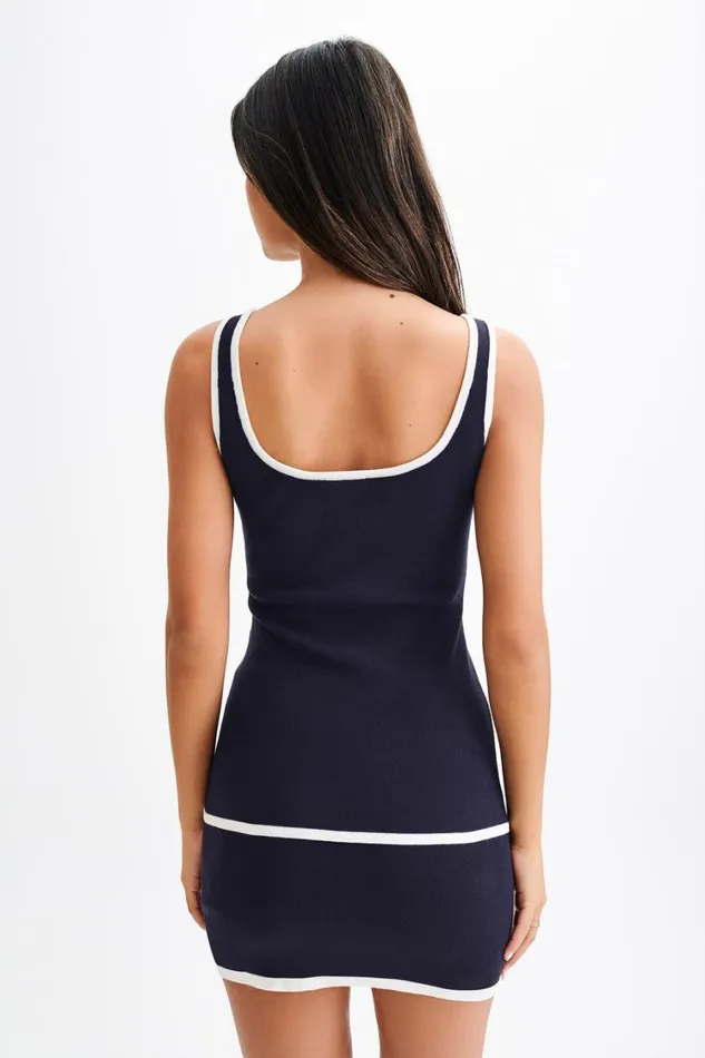 Women Meshki Tops Becky Contrast Knit Top 8211 Navy and Ivory