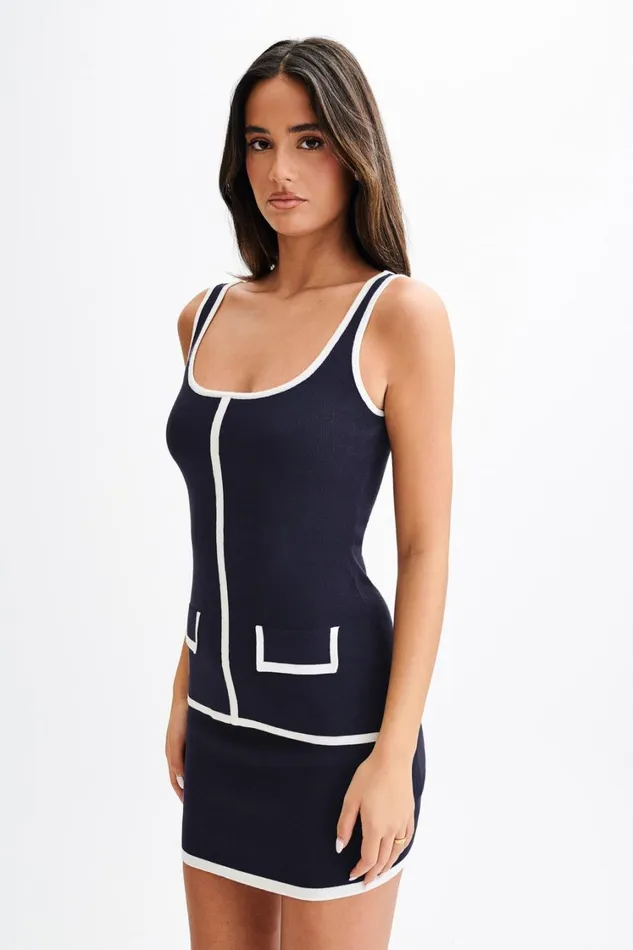 Women Meshki Tops Becky Contrast Knit Top 8211 Navy and Ivory