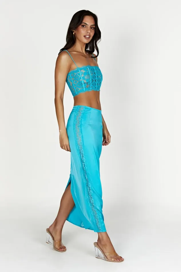 Women Meshki Tops Bellamy Scallop Lace Bodice 8211 Aquamarine Women Meshki Tops Bellamy Scallop Lace Bodice 8211 Aquamarine