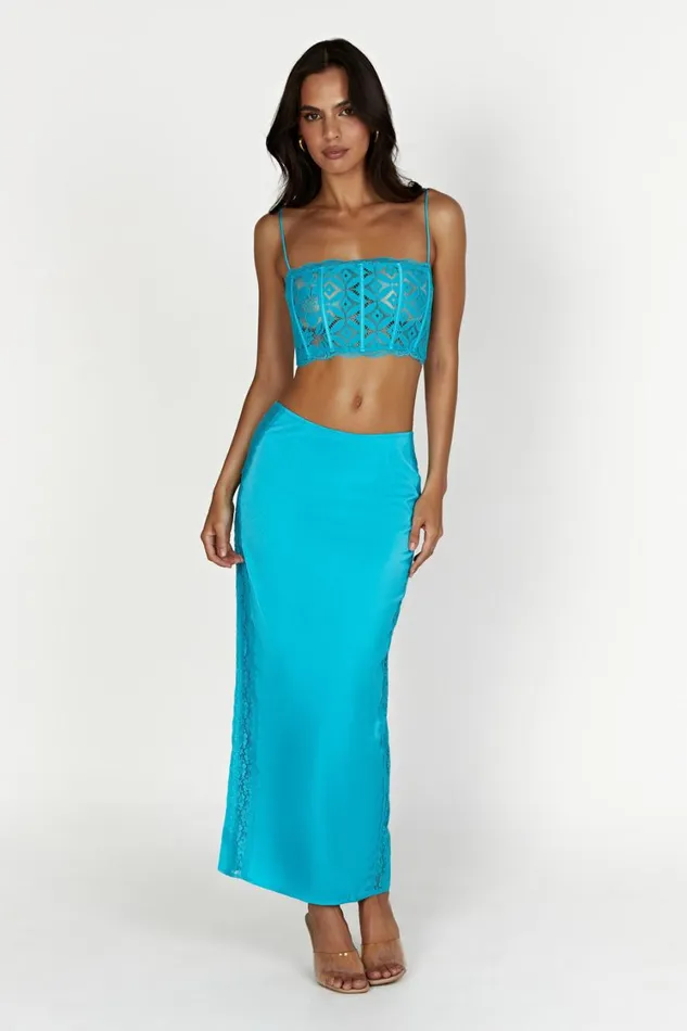 Women Meshki Tops Bellamy Scallop Lace Bodice 8211 Aquamarine Women Meshki Tops Bellamy Scallop Lace Bodice 8211 Aquamarine