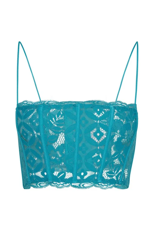 Women Meshki Tops Bellamy Scallop Lace Bodice 8211 Aquamarine Women Meshki Tops Bellamy Scallop Lace Bodice 8211 Aquamarine