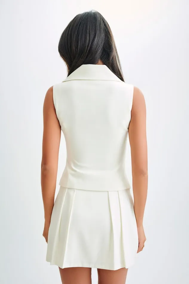 Women Meshki Tops Berkley Suiting Waistcoat With Cowl 8211 Ivory
