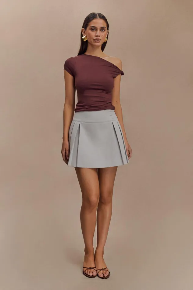 Women Meshki Tops Betty Short Sleeve Modal Top With Knot Shoulder 8211 Mahogany