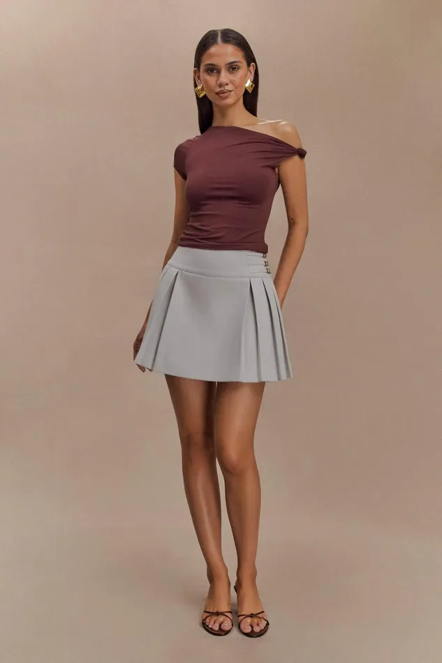 Women Meshki Tops Betty Short Sleeve Modal Top With Knot Shoulder 8211 Mahogany