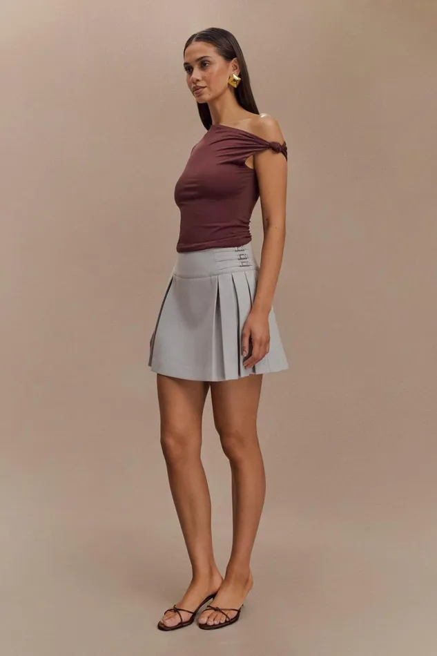 Women Meshki Tops Betty Short Sleeve Modal Top With Knot Shoulder 8211 Mahogany