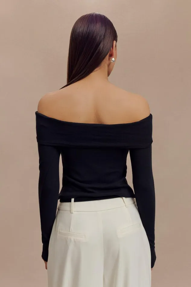 Women Meshki Tops Briah Cut Out Modal Long Sleeve Top 8211 Black