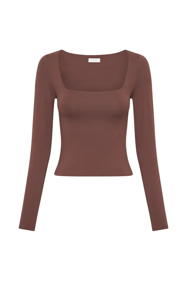 Women Meshki Tops Bridget Recycled Nylon Long Sleeve Top 8211 Mocha
