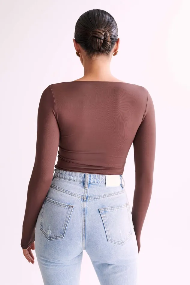 Women Meshki Tops Bridget Recycled Nylon Long Sleeve Top 8211 Mocha
