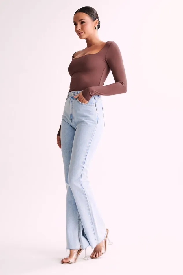 Women Meshki Tops Bridget Recycled Nylon Long Sleeve Top 8211 Mocha