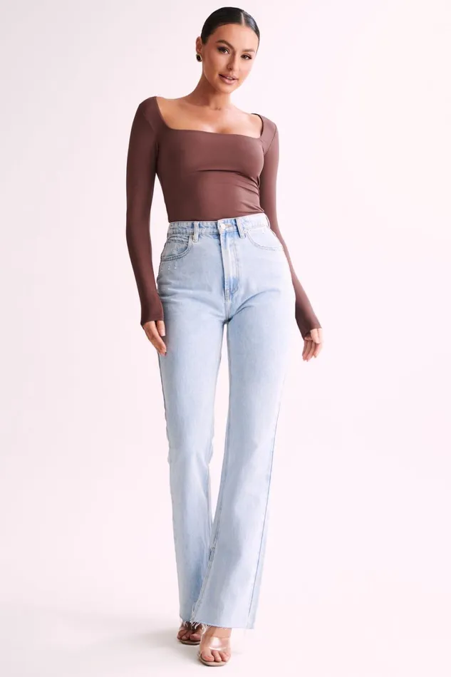 Women Meshki Tops Bridget Recycled Nylon Long Sleeve Top 8211 Mocha