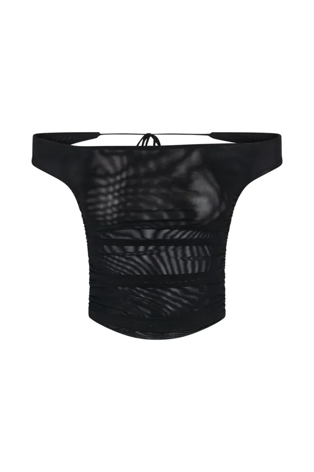 Women Meshki Tops Brooklyn Mesh Crop Top 8211 Black