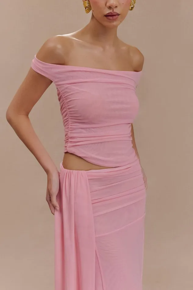 Women Meshki Tops Brooklyn Mesh Crop Top 8211 Candy Pink