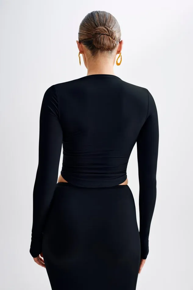 Women Meshki Tops Bruna Slinky Long Sleeve Top With Cut Out 8211 Black