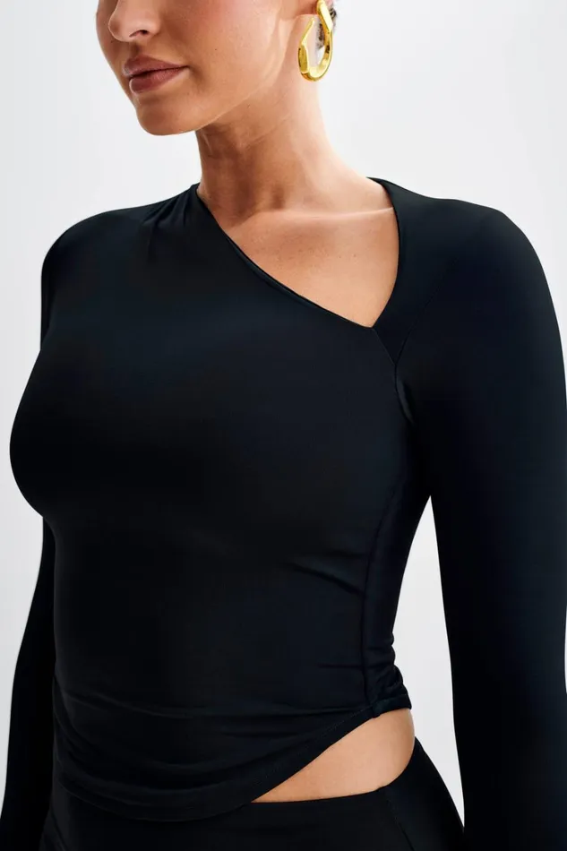 Women Meshki Tops Bruna Slinky Long Sleeve Top With Cut Out 8211 Black