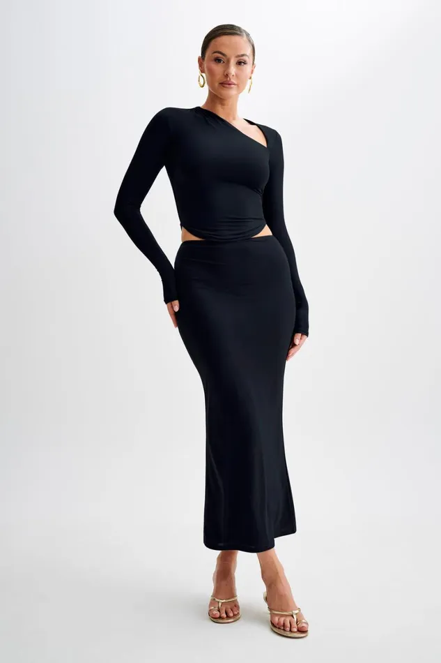 Women Meshki Tops Bruna Slinky Long Sleeve Top With Cut Out 8211 Black