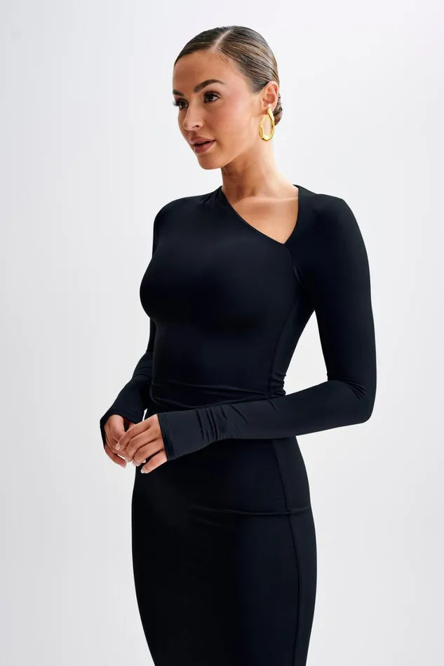 Women Meshki Tops Bruna Slinky Long Sleeve Top With Cut Out 8211 Black