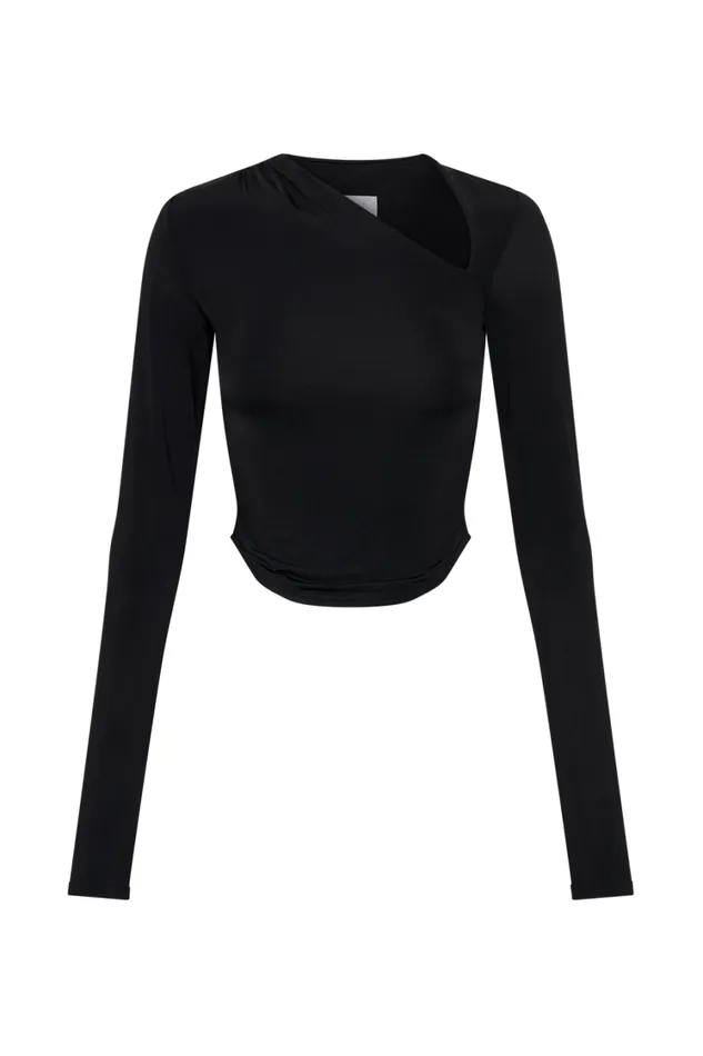 Women Meshki Tops Bruna Slinky Long Sleeve Top With Cut Out 8211 Black