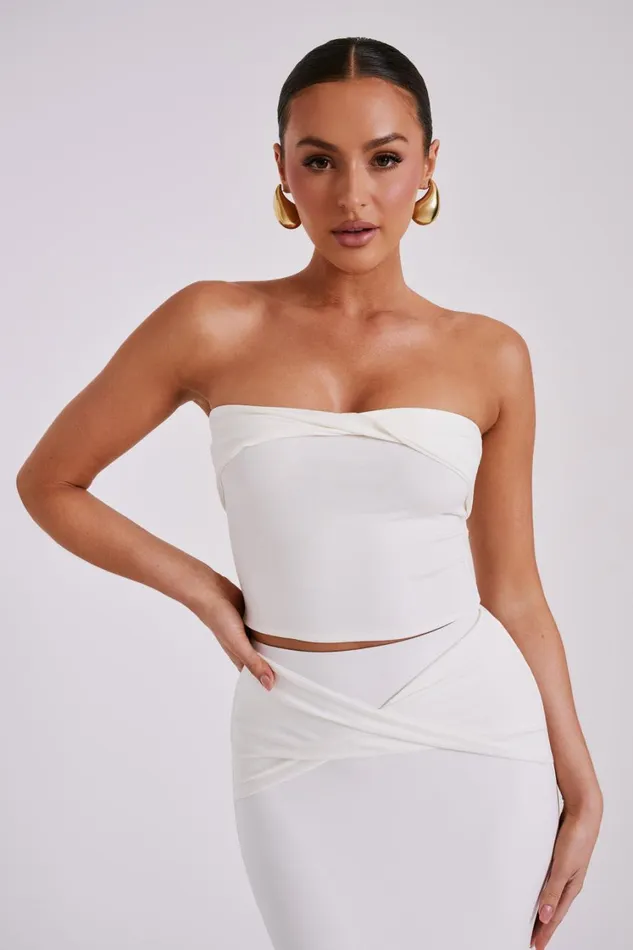 Women Meshki Tops Ceri Slinky Twist Top 8211 White