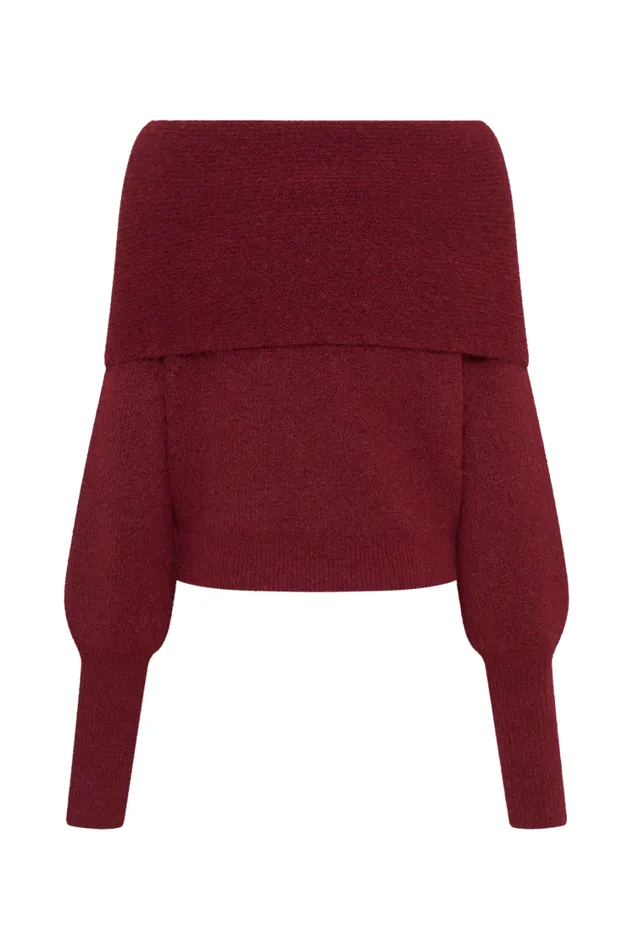 Women Meshki Tops Charlotte Off Shoulder Knit Long Sleeve Top 8211 Merlot