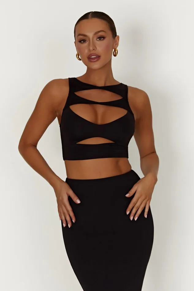 Women Meshki Tops Chloe Cut Out Crop Top 8211 Black