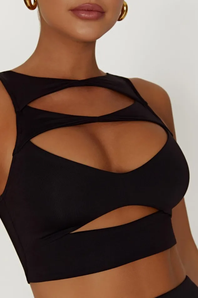 Women Meshki Tops Chloe Cut Out Crop Top 8211 Black