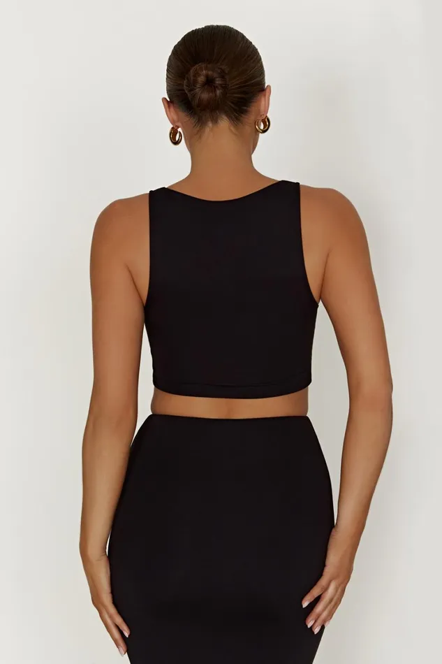 Women Meshki Tops Chloe Cut Out Crop Top 8211 Black
