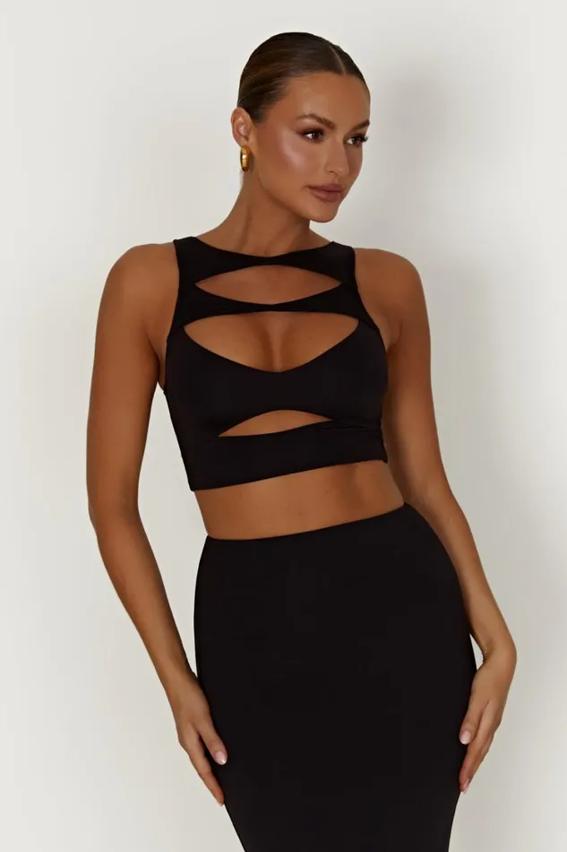 Women Meshki Tops Chloe Cut Out Crop Top 8211 Black