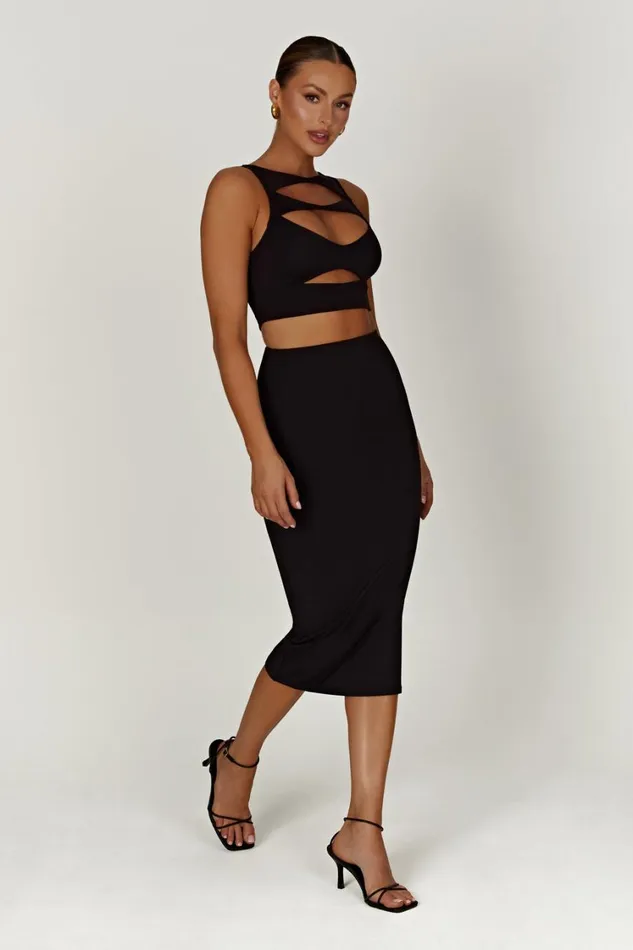 Women Meshki Tops Chloe Cut Out Crop Top 8211 Black
