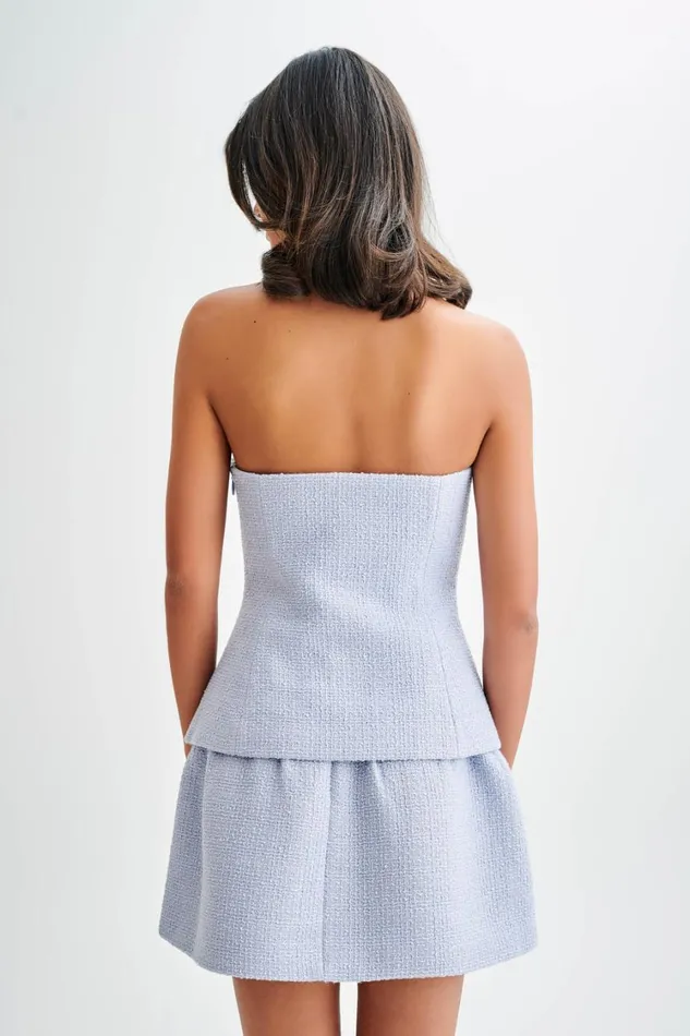 Women Meshki Tops Cyrus Strapless Boucle Top 8211 Sky Blue
