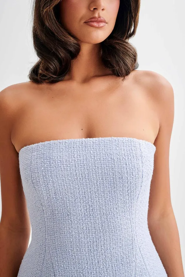 Women Meshki Tops Cyrus Strapless Boucle Top 8211 Sky Blue