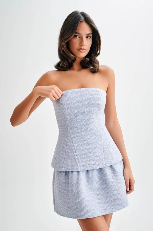 Women Meshki Tops Cyrus Strapless Boucle Top 8211 Sky Blue