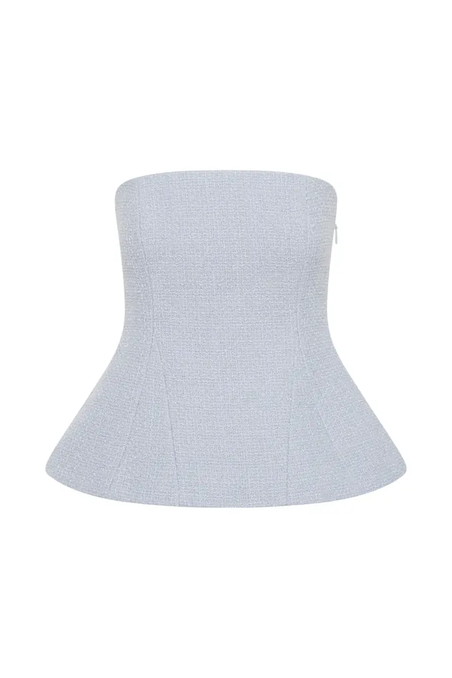 Women Meshki Tops Cyrus Strapless Boucle Top 8211 Sky Blue