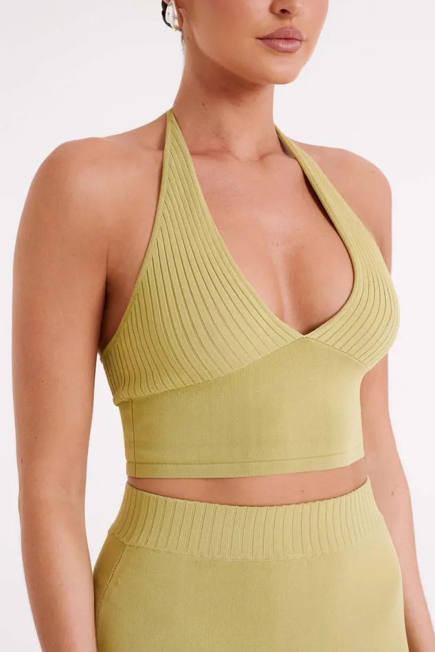 Women Meshki Tops Darby Knit Halter Top 8211 Sage